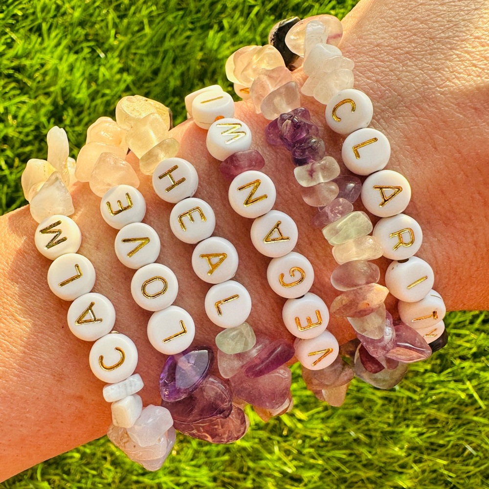 5 Personalized Handmade Irregular Crystal Chip Bracelets